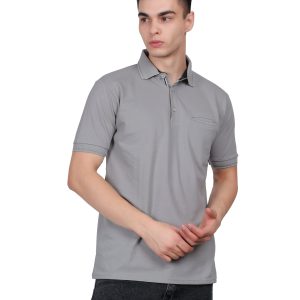 Polo Tshirt for Men with Pocket in Matty Fabric Rama Green