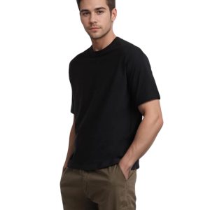 Oversized Half Sleeves Round Neck Solid Pure 100% Cotton T-Shirt for Men