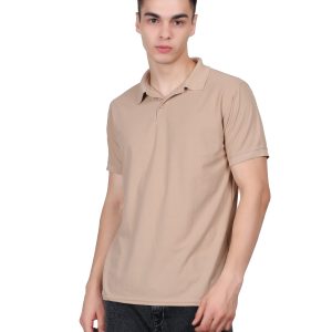 Slim Fit Polo T-Shirt with Double Cool Techno Fit Fabric Beige Color